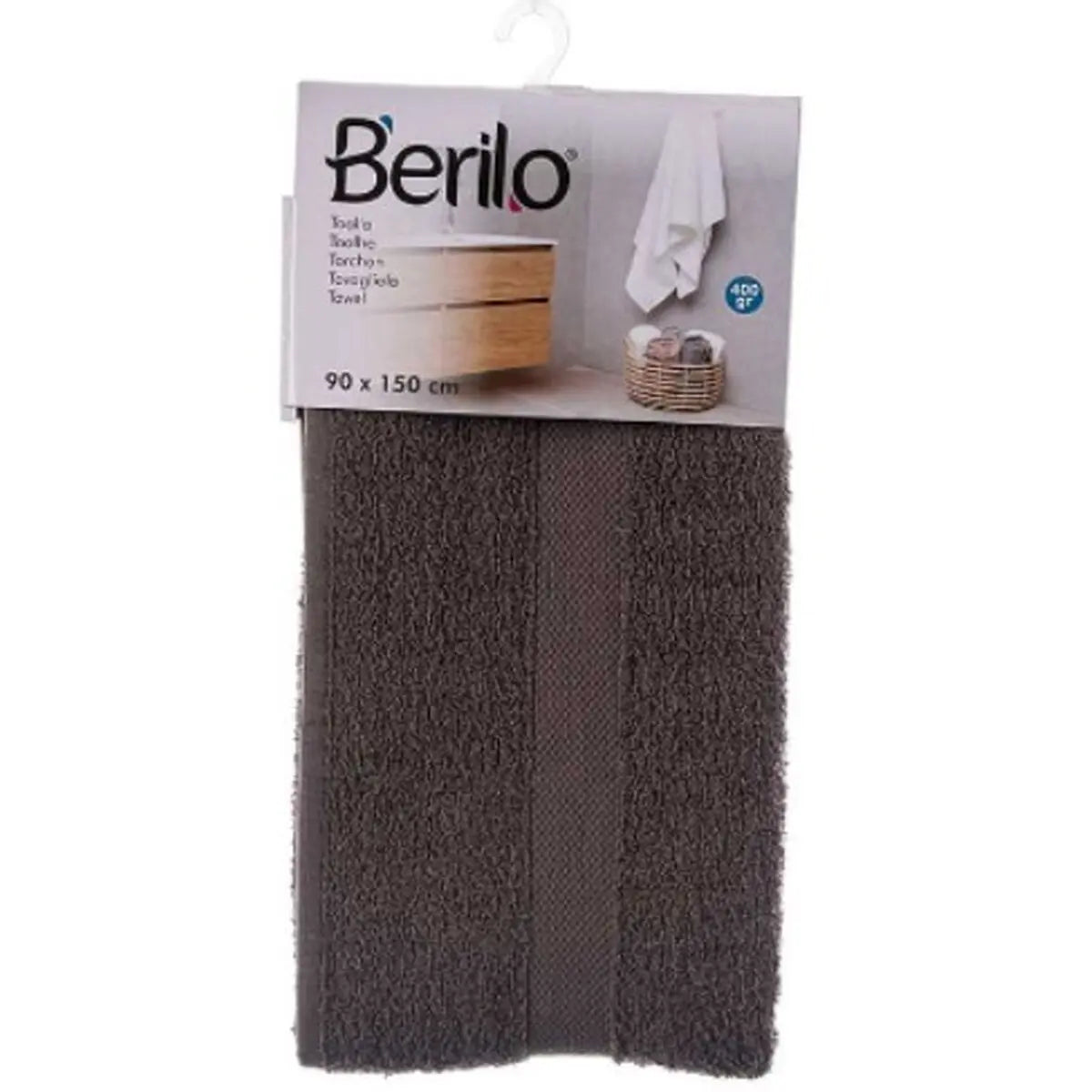 Serviette de toilette 90 x 150 cm Gris (3 Unités) Mamm