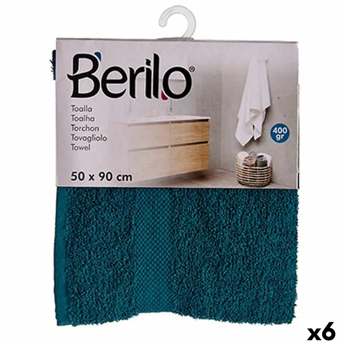 Serviette de toilette Bleu 50 x 90 cm (6 Unités) Mamm