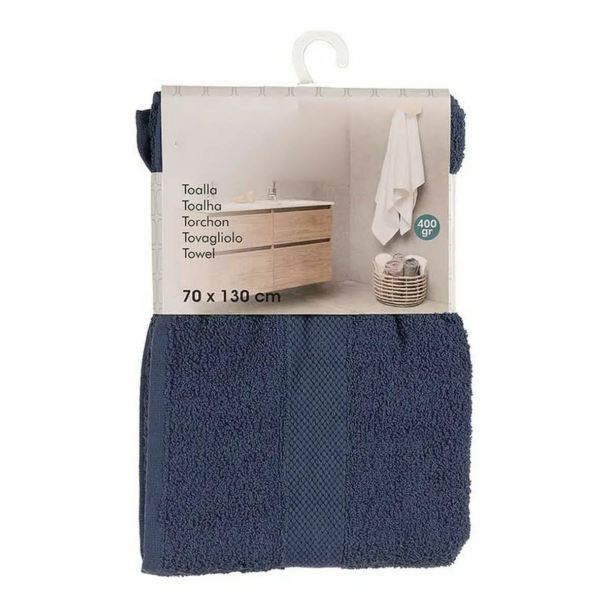 Serviette de toilette Bleu (70 x 0,5 x 130 cm) (3 Unités) Mamm
