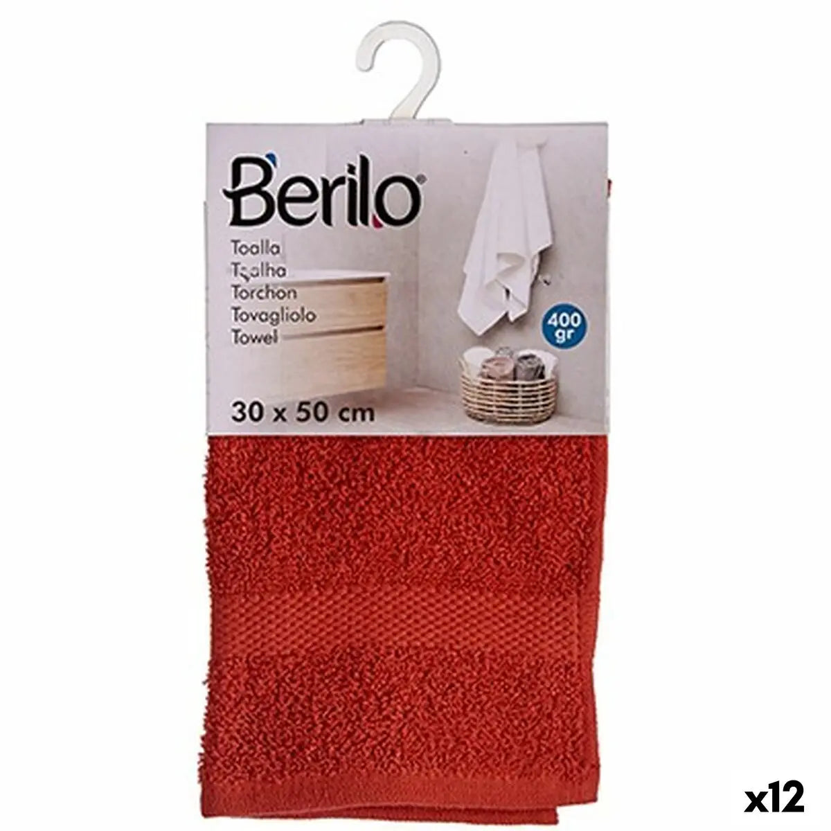 Serviette de toilette Couleur brique 30 x 50 cm (12 Unités) Mamm