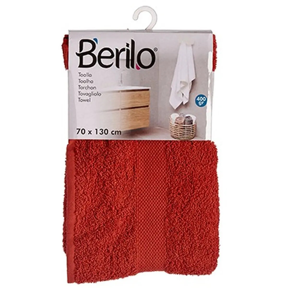 Serviette de toilette Couleur brique 70 x 130 cm (3 Unités) Mamm