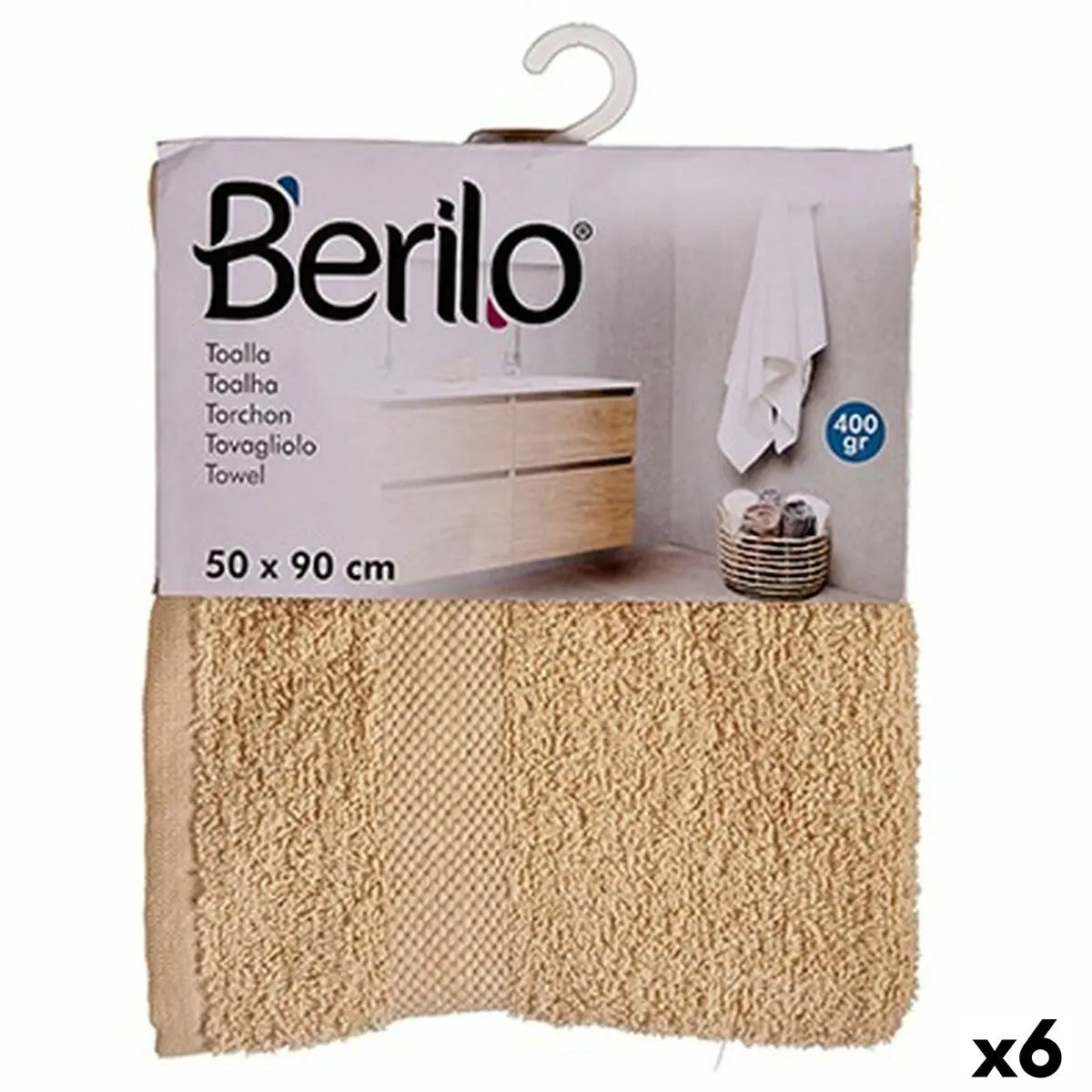 Serviette de toilette Crème 50 x 90 cm (6 Unités) Mamm