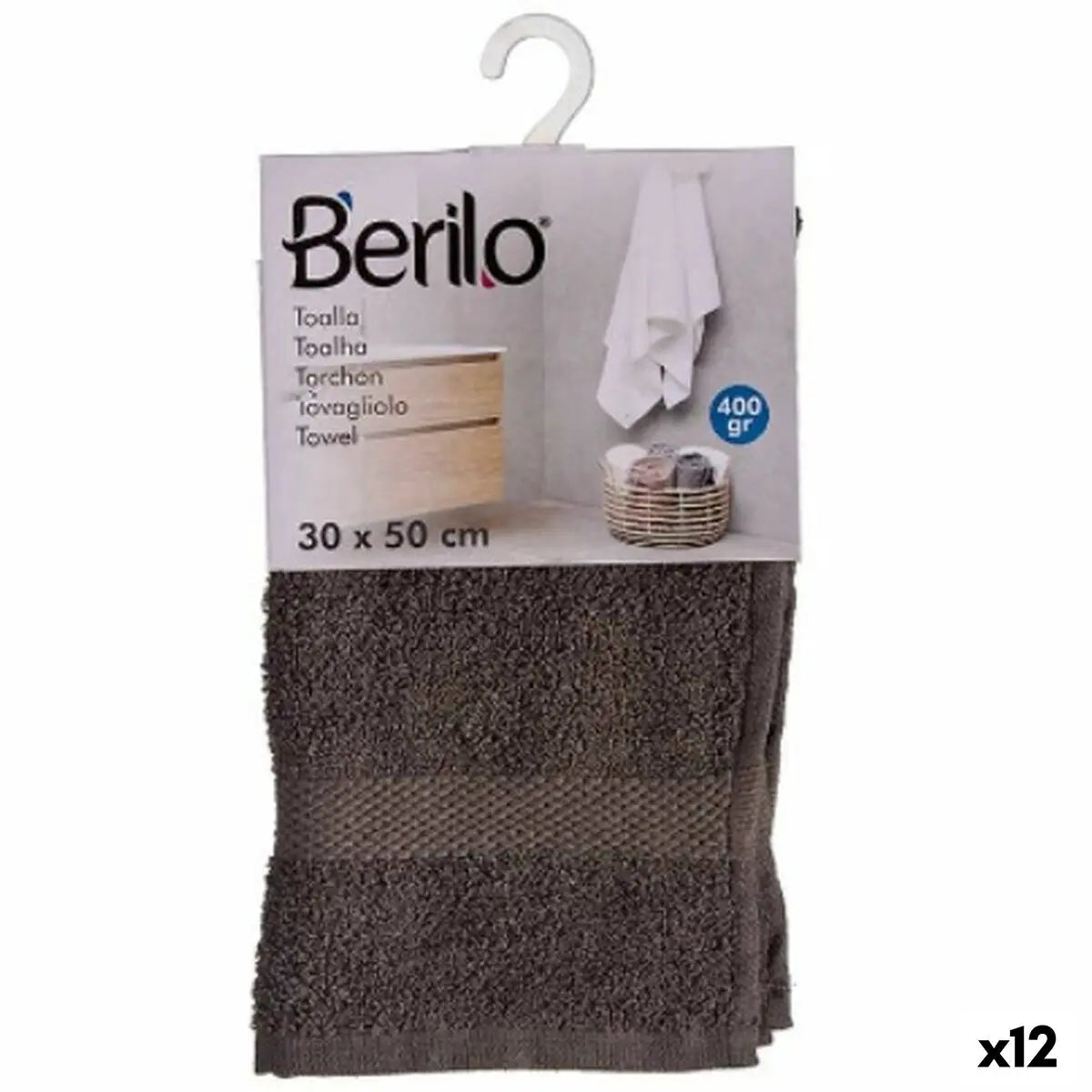 Serviette de toilette Gris 30 x 50 cm (12 Unités) Mamm