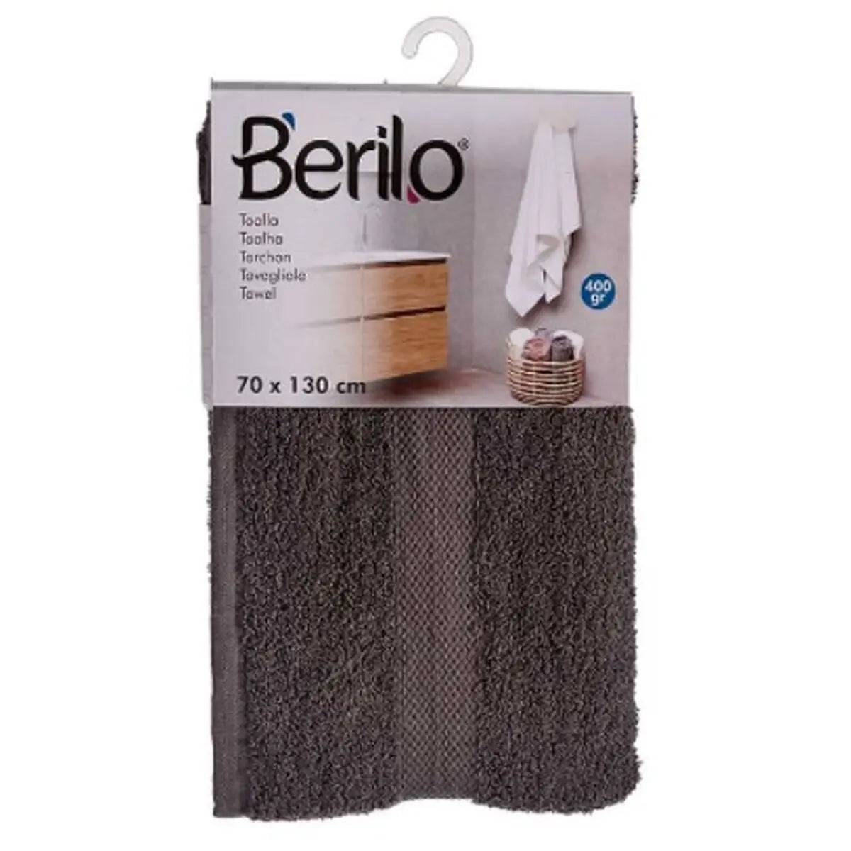 Serviette de toilette Gris 70 x 130 cm (3 Unités) Mamm