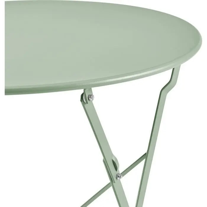 Set bistrot 2 personnes - Table ronde 60 cm avec 2 chaises - Acier  thermolaqué - Vert Octopia