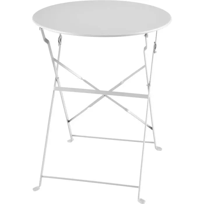 Set bistrot - Ensemble repas de jardin - Table pliante Diam.60 cm  + 2 chaises - Acier thermolaqué - Gris Octopia