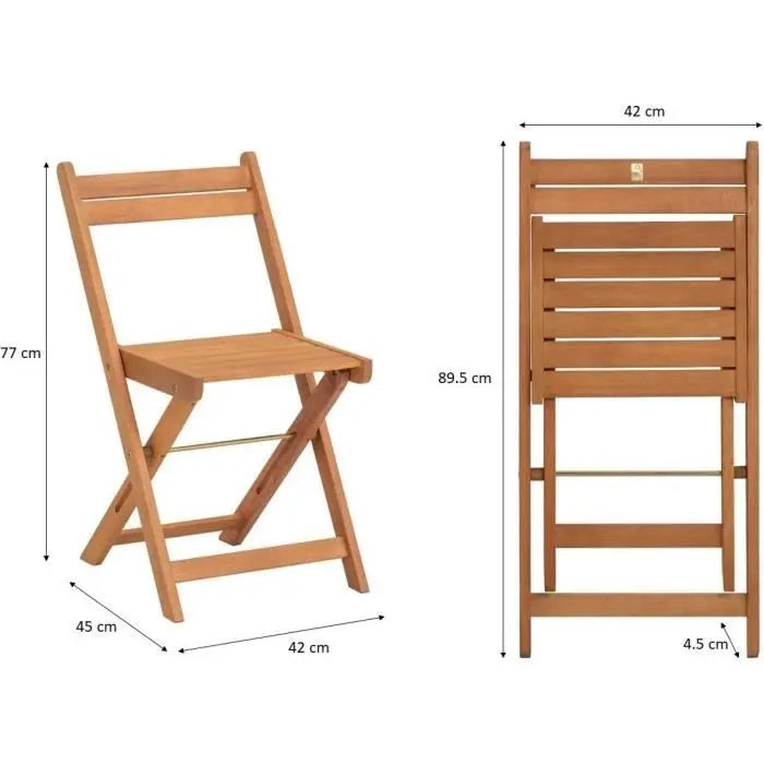 Set bistrot en bois d'acacia FSC - Composé d'une table carrée et de 2 chaises pliables Octopia