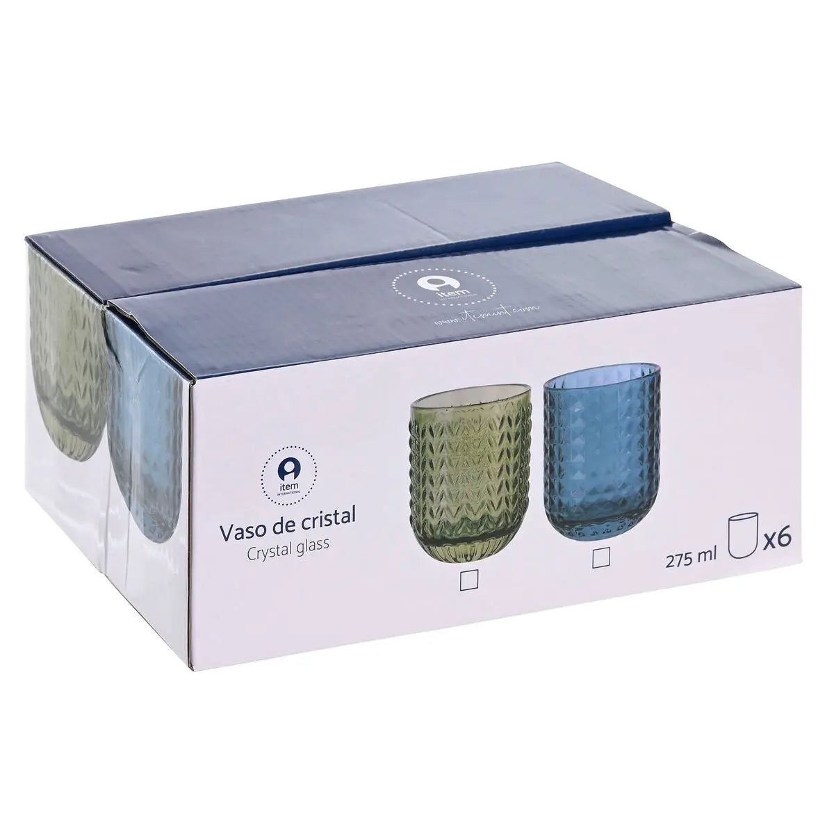 Set de Verres Home ESPRIT Vert Verre Avec relief 275 ml (6 Unités) Mamm