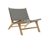 Siège DKD Home Decor Naturel Teck Noir Blanc PVC (65 x 80 x 68 cm) Bigbuy