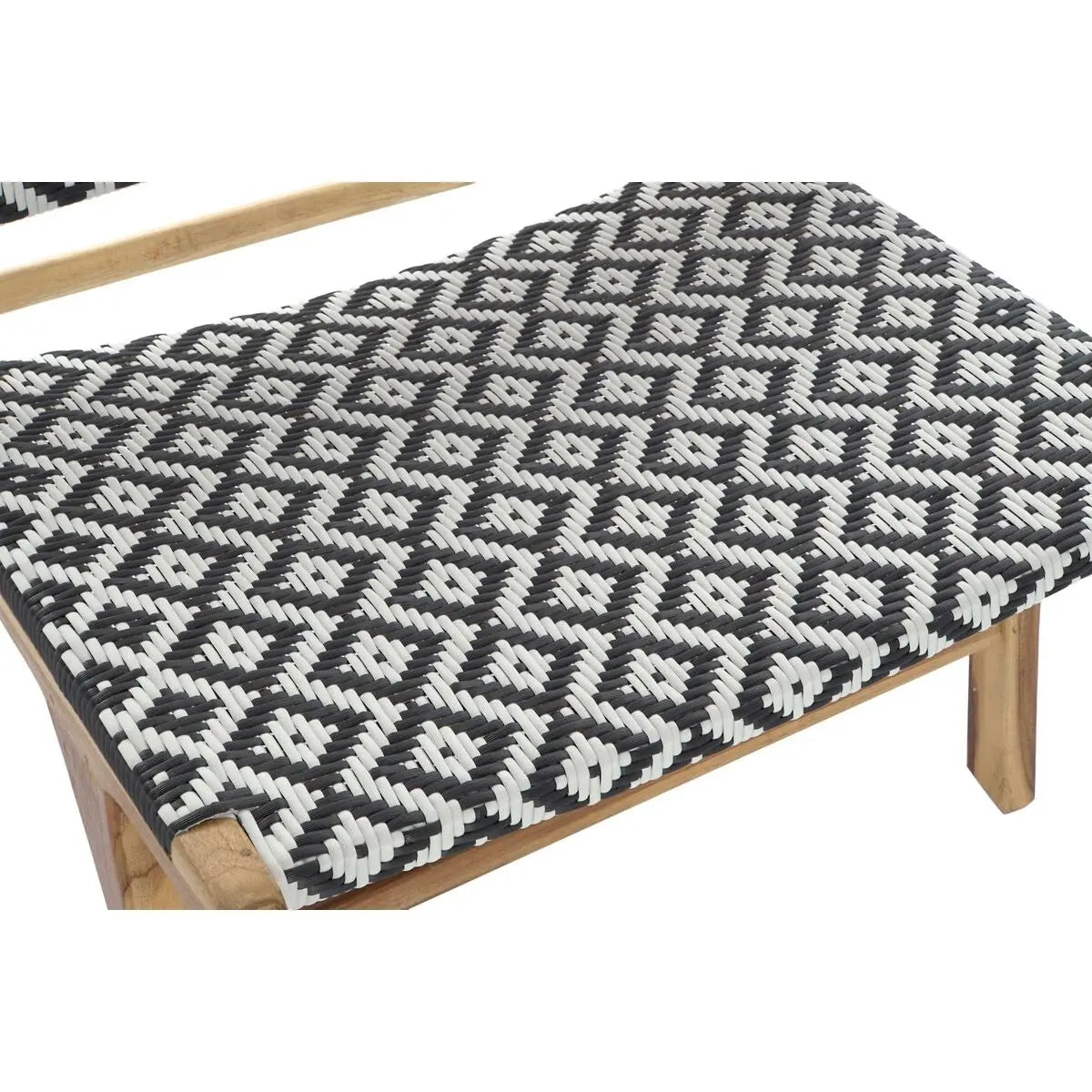 Siège DKD Home Decor Naturel Teck Noir Blanc PVC (65 x 80 x 68 cm) Bigbuy
