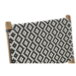Siège DKD Home Decor Naturel Teck Noir Blanc PVC (65 x 80 x 68 cm) Bigbuy