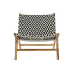 Siège DKD Home Decor Naturel Teck Noir Blanc PVC (65 x 80 x 68 cm) Bigbuy