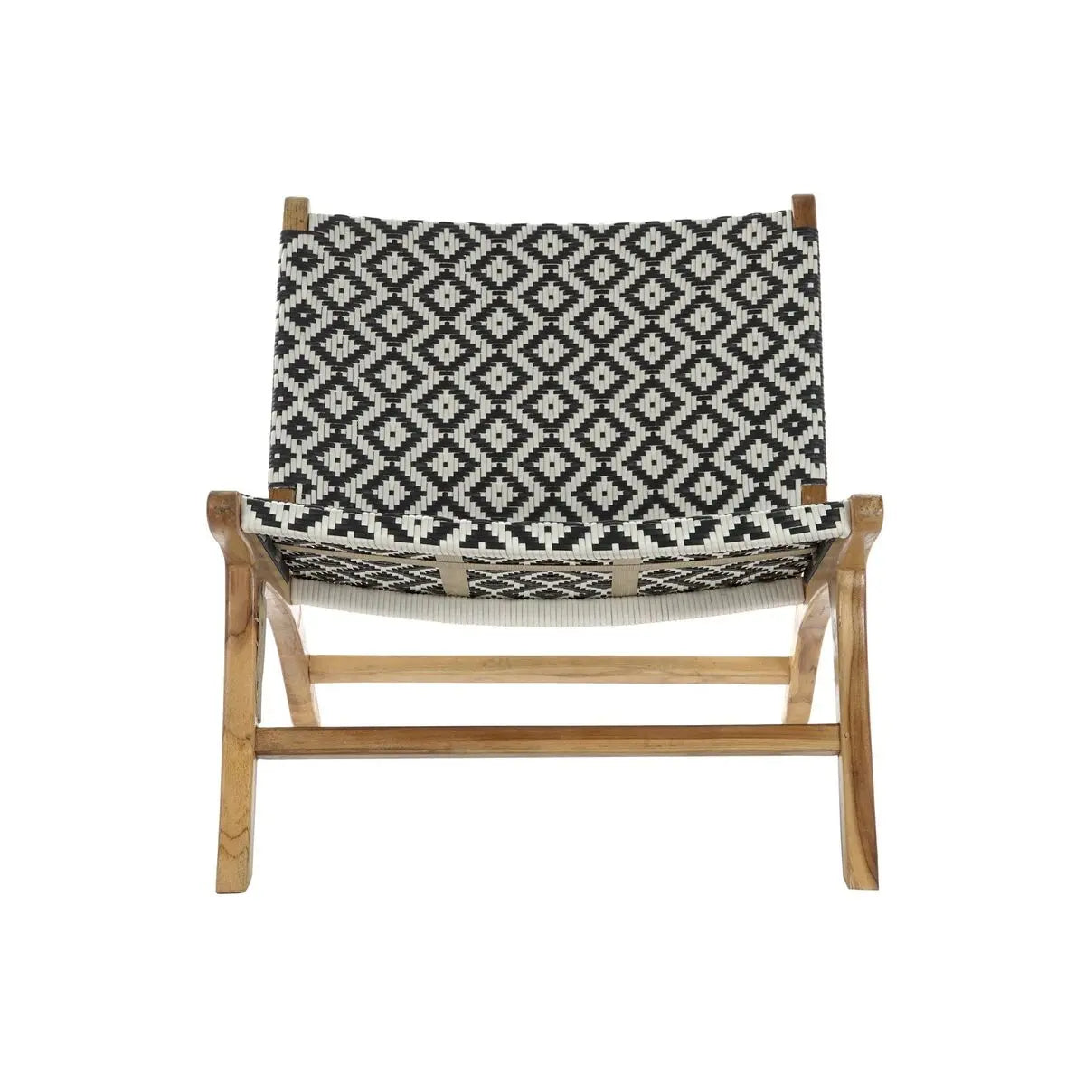 Siège DKD Home Decor Naturel Teck Noir Blanc PVC (65 x 80 x 68 cm) Bigbuy