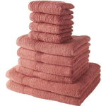 TODAY Lot de 4 Serviettes Invité 30x50 cm + 4 Serviettes de Bain 50x100 cm + 2 Draps de Bain 70x130 cm 100% coton Terracotta Mamm