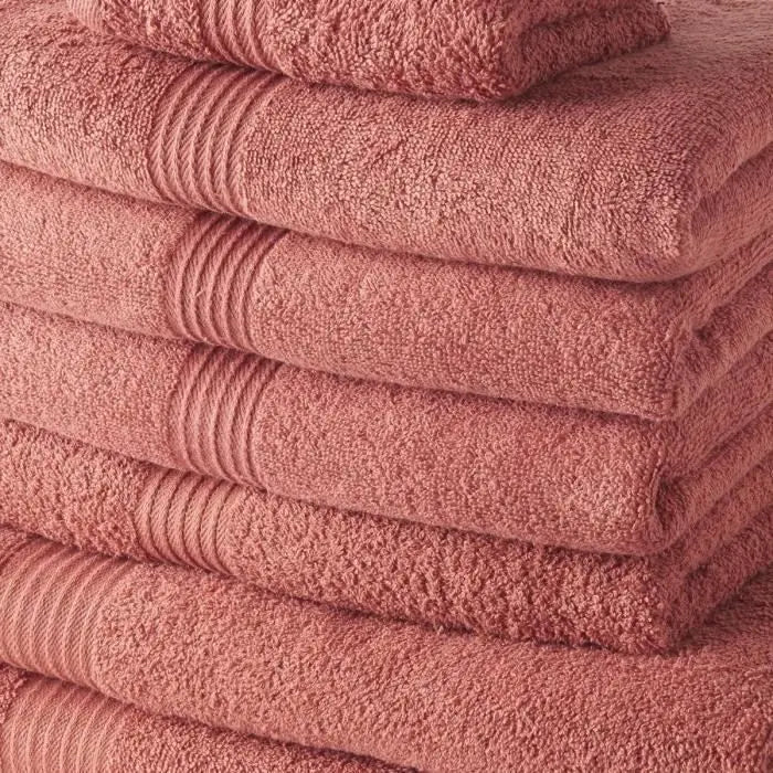 TODAY Lot de 4 Serviettes Invité 30x50 cm + 4 Serviettes de Bain 50x100 cm + 2 Draps de Bain 70x130 cm 100% coton Terracotta Mamm