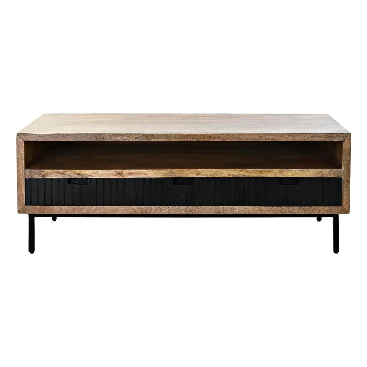 Table Basse DKD Home Decor Noir Marron Clair Métal Bois de manguier 120 x 60 x 45 cm Bigbuy