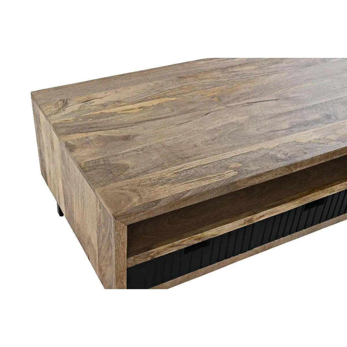 Table Basse DKD Home Decor Noir Marron Clair Métal Bois de manguier 120 x 60 x 45 cm Bigbuy