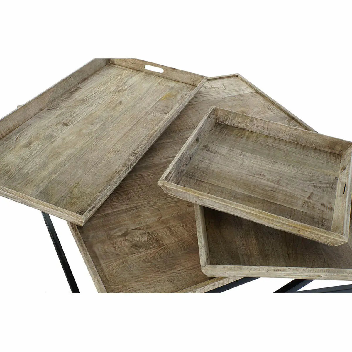 Table Basse DKD Home Decor Noir Naturel Bois Métal 120 x 120 x 55 cm Mamm