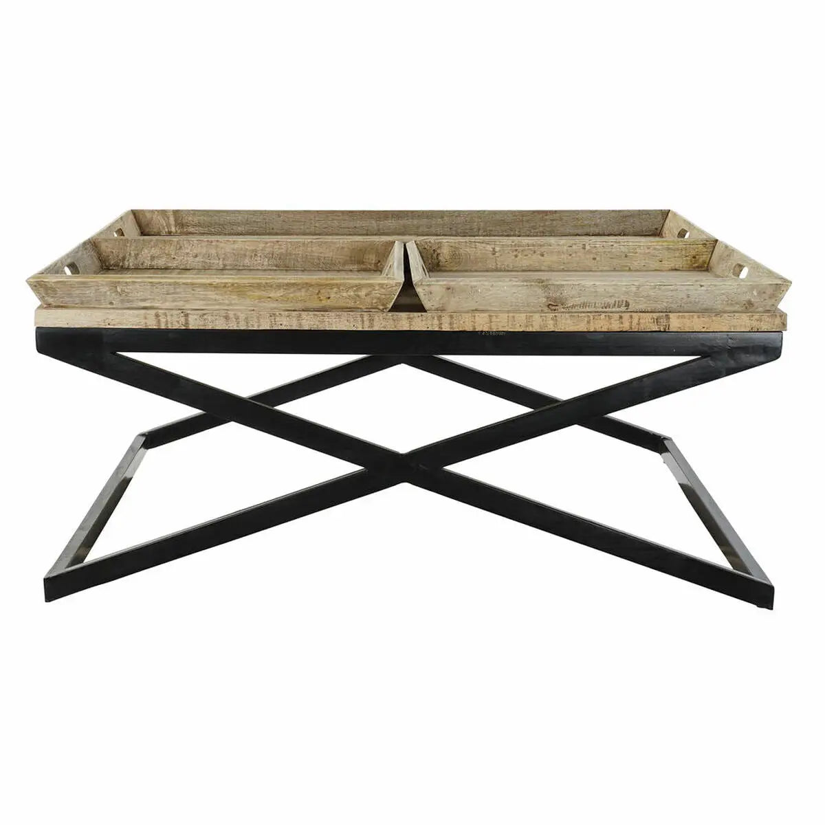 Table Basse DKD Home Decor Noir Naturel Bois Métal 120 x 120 x 55 cm Mamm