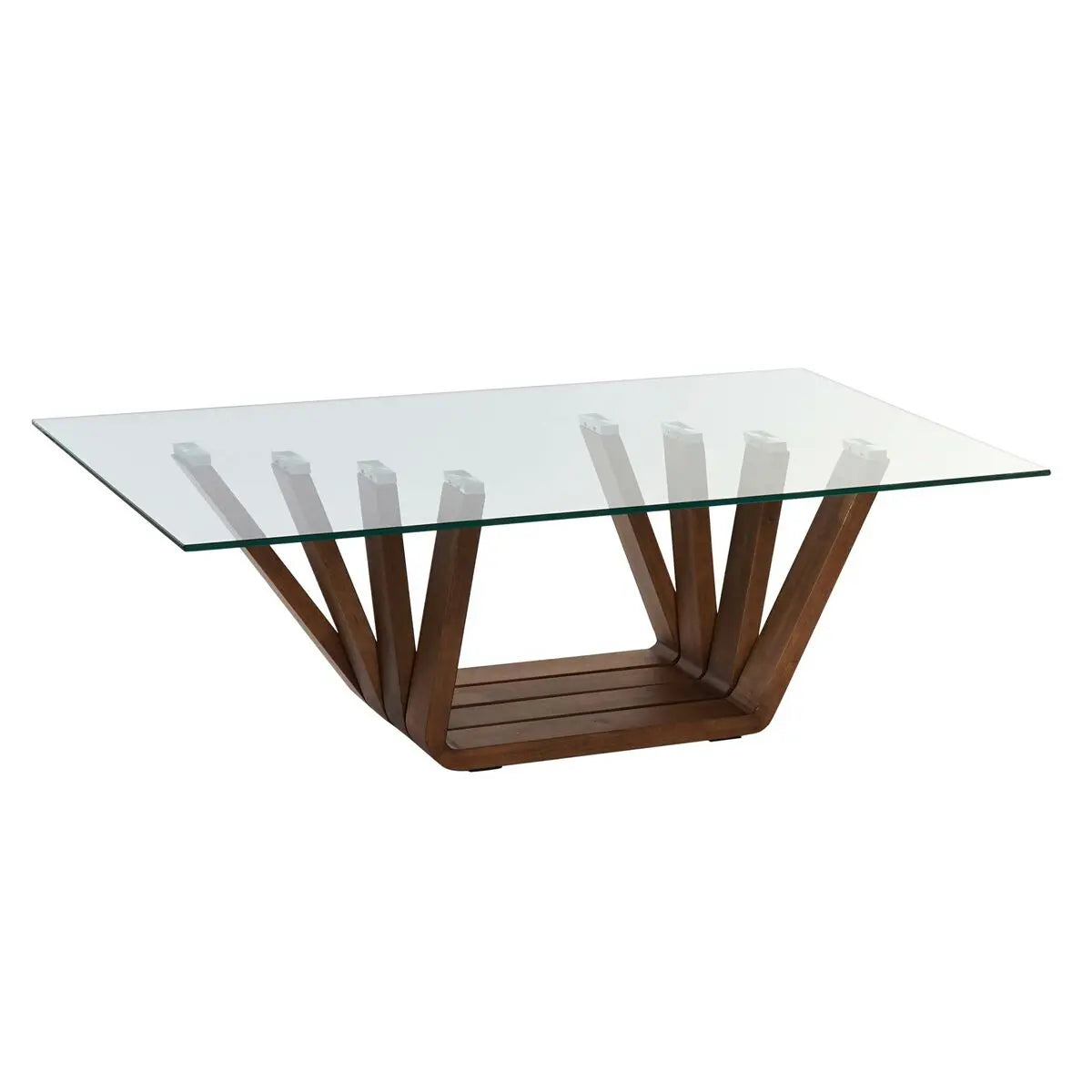 Table Basse DKD Home Decor Verre Noyer Aluminium 130 x 70 x 42 cm Bigbuy