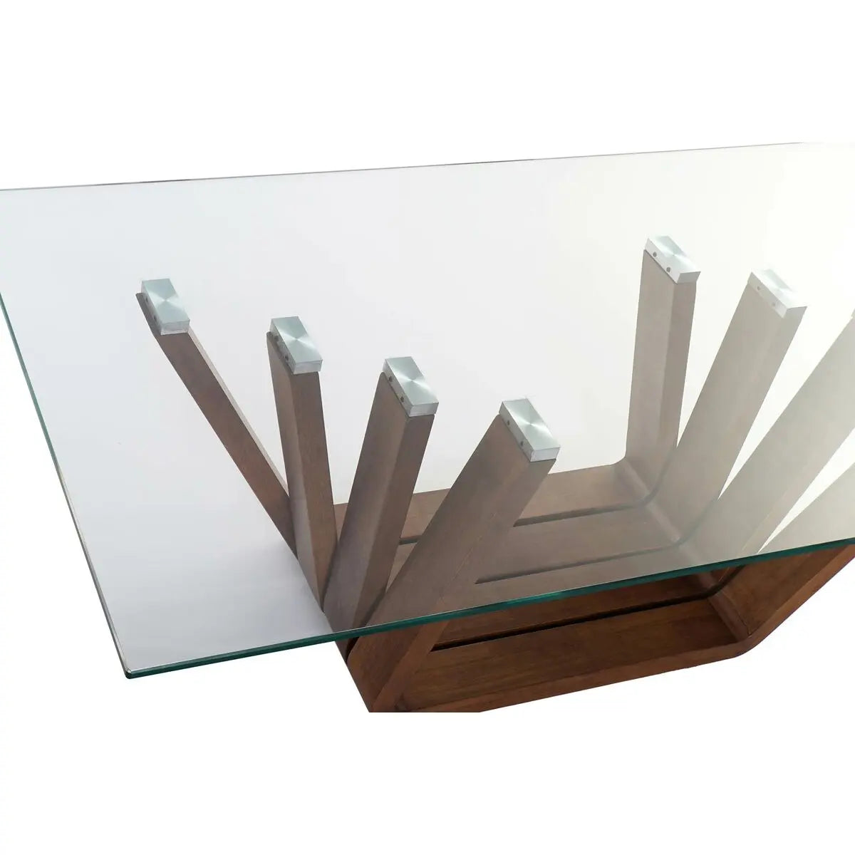 Table Basse DKD Home Decor Verre Noyer Aluminium 130 x 70 x 42 cm Bigbuy