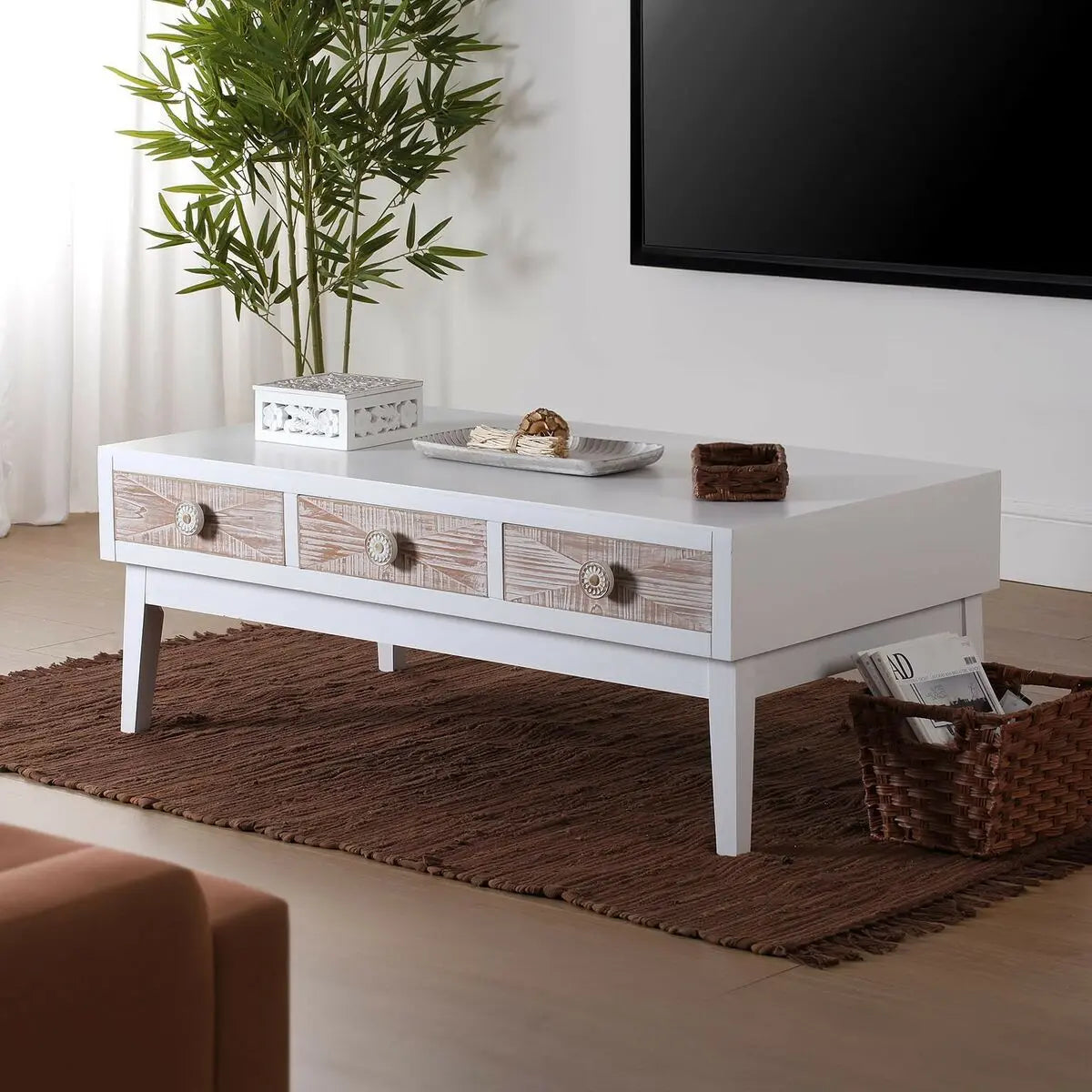Table Basse Versa Sira Pin Bois MDF 60 x 41 x 110 cm Bigbuy