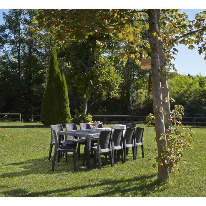 Table a manger outdoor Queen effet rotin - Anthracite - 220 x 90 x 72 cm Octopia