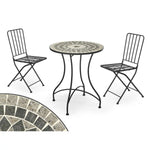 Table avec 2 chaises Ibergarden Mosaico-Forja Noir Gris Bigbuy