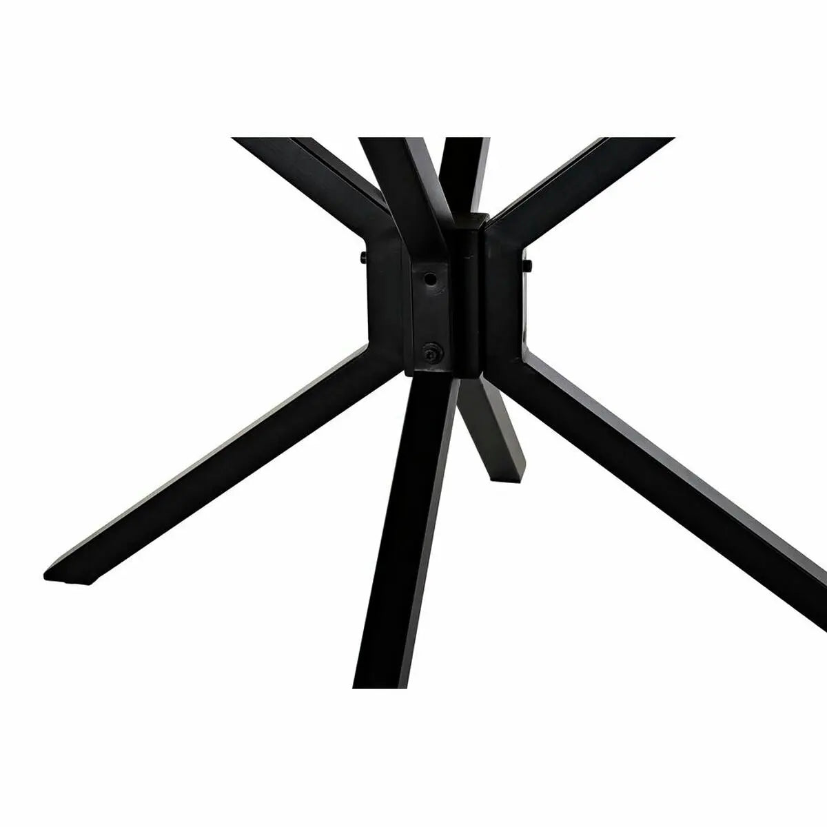 Table de Salle à Manger DKD Home Decor 127 x 127 x 75 cm Naturel Noir Métal Aluminium Bois de manguier Bigbuy