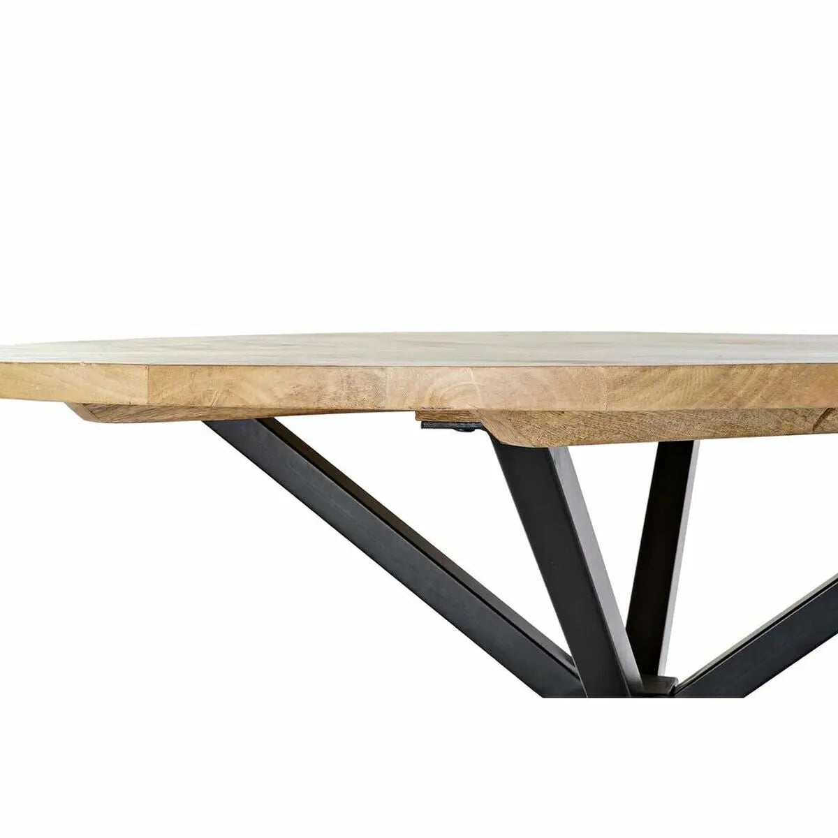 Table de Salle à Manger DKD Home Decor 127 x 127 x 75 cm Naturel Noir Métal Aluminium Bois de manguier Bigbuy