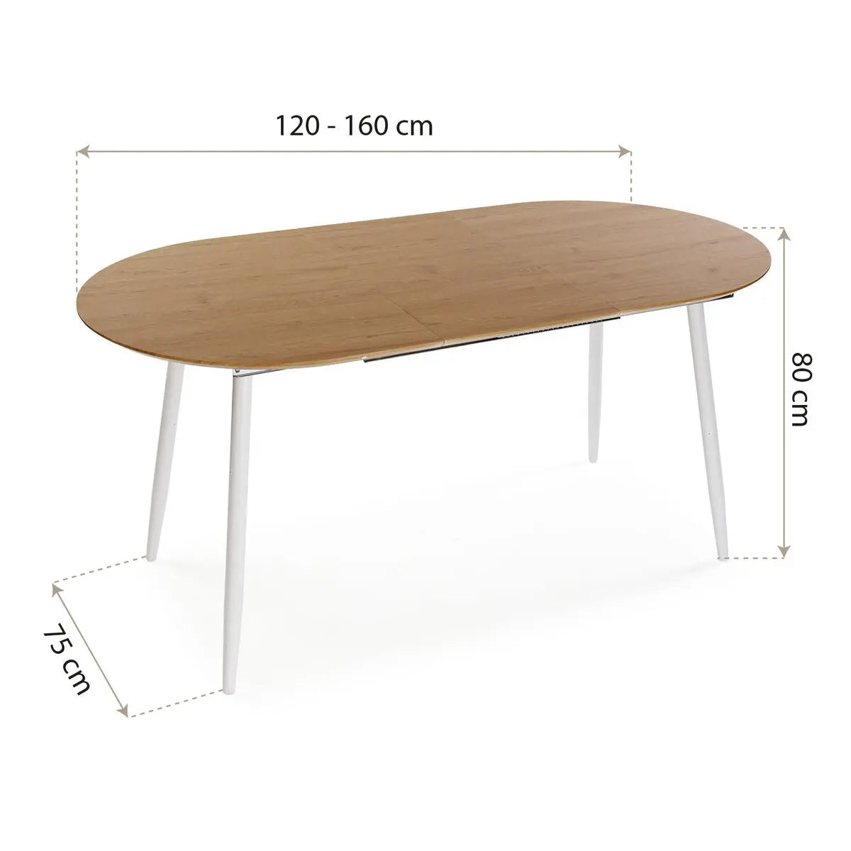 Table de Salle à Manger Versa DOINYO  Blanc Métal Bois MDF 80 x 75 x 160 cm Bigbuy