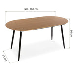 Table de Salle à Manger Versa DOINYO  Noir Métal Bois MDF 80 x 75 x 160 cm Bigbuy
