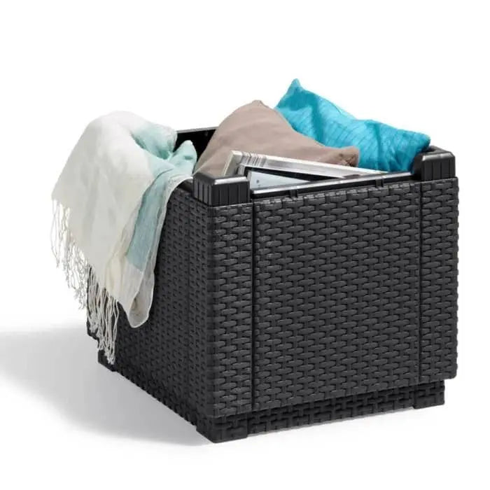 Table-pouf de jardin Keter - ALLIBERT by KETER - Cube avec coussin - Gris graphite - 47,1 L Octopia