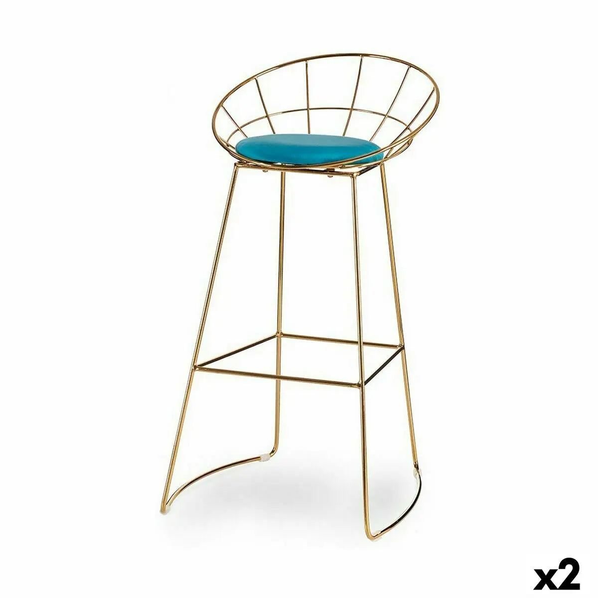 Tabouret Bleu Doré Fer 51 x 94 x 52 cm (2 Unités) Mamm