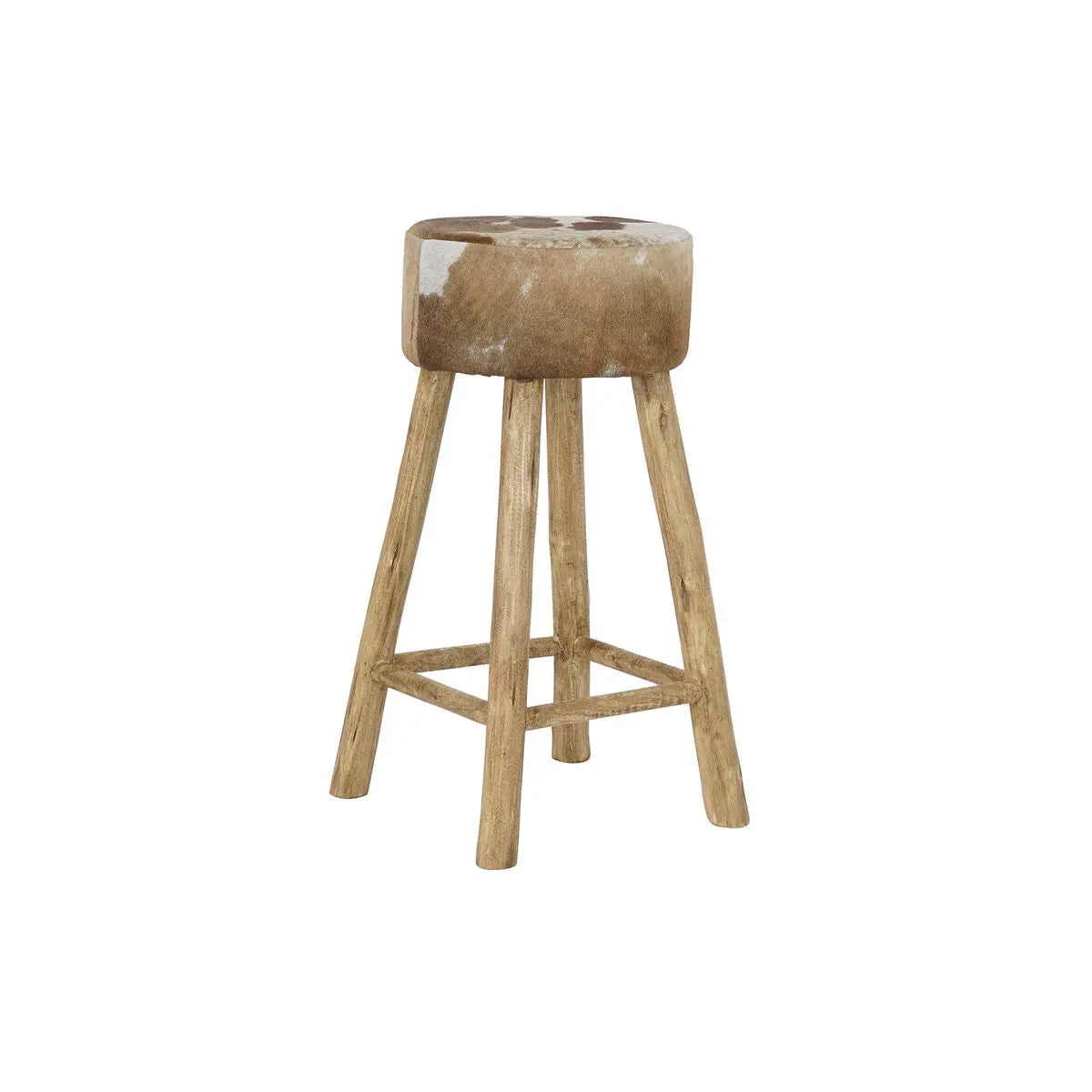 Tabouret DKD Home Decor Naturel Bois Marron Cuir Blanc (42 x 42 x 77 cm) Mamm