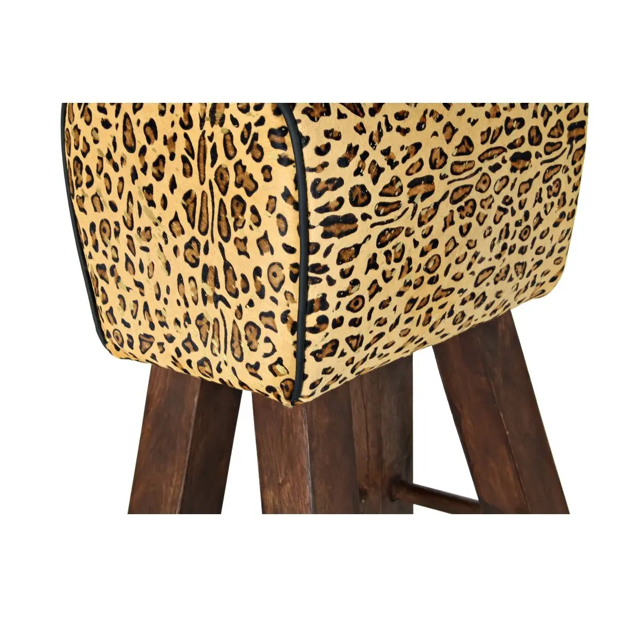 Tabouret DKD Home Decor Noir Bois Marron Cuir (43 x 35 x 75 cm) Mamm