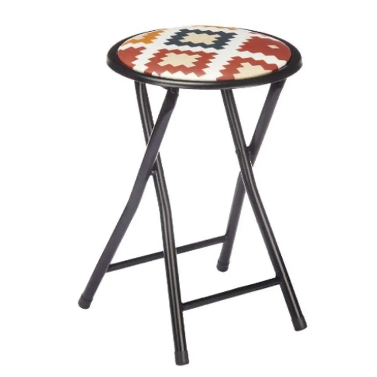 Tabouret Pliant Boho Chic Noir PVC Métal 30 x 30 x 45 cm (10 Unités) Bigbuy