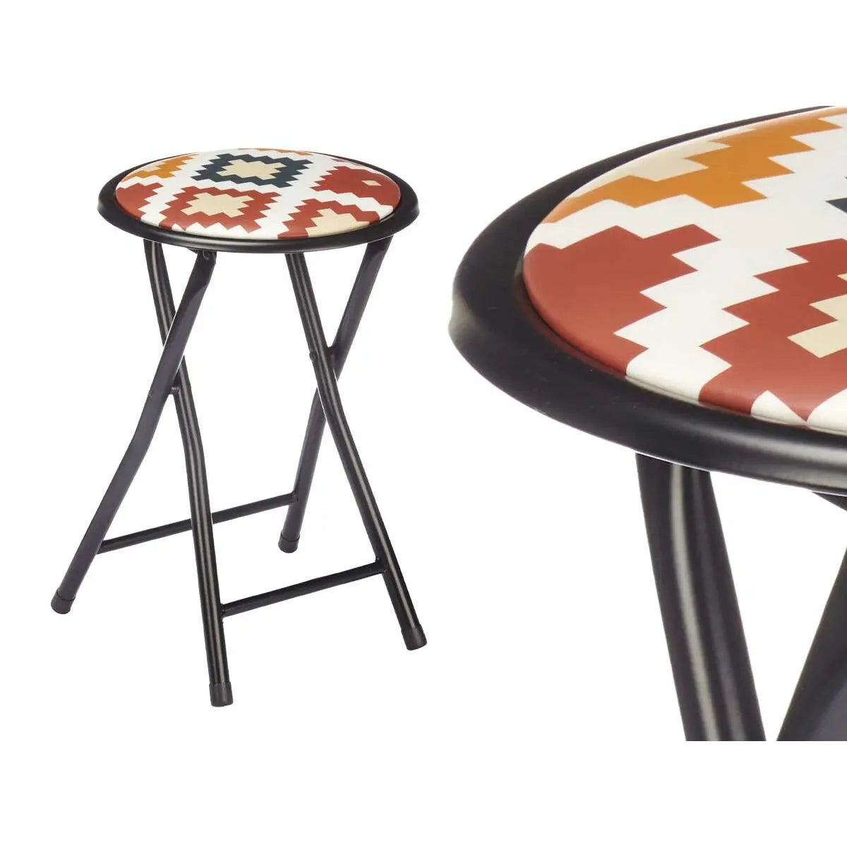Tabouret Pliant Boho Chic Noir PVC Métal 30 x 30 x 45 cm (10 Unités) Bigbuy