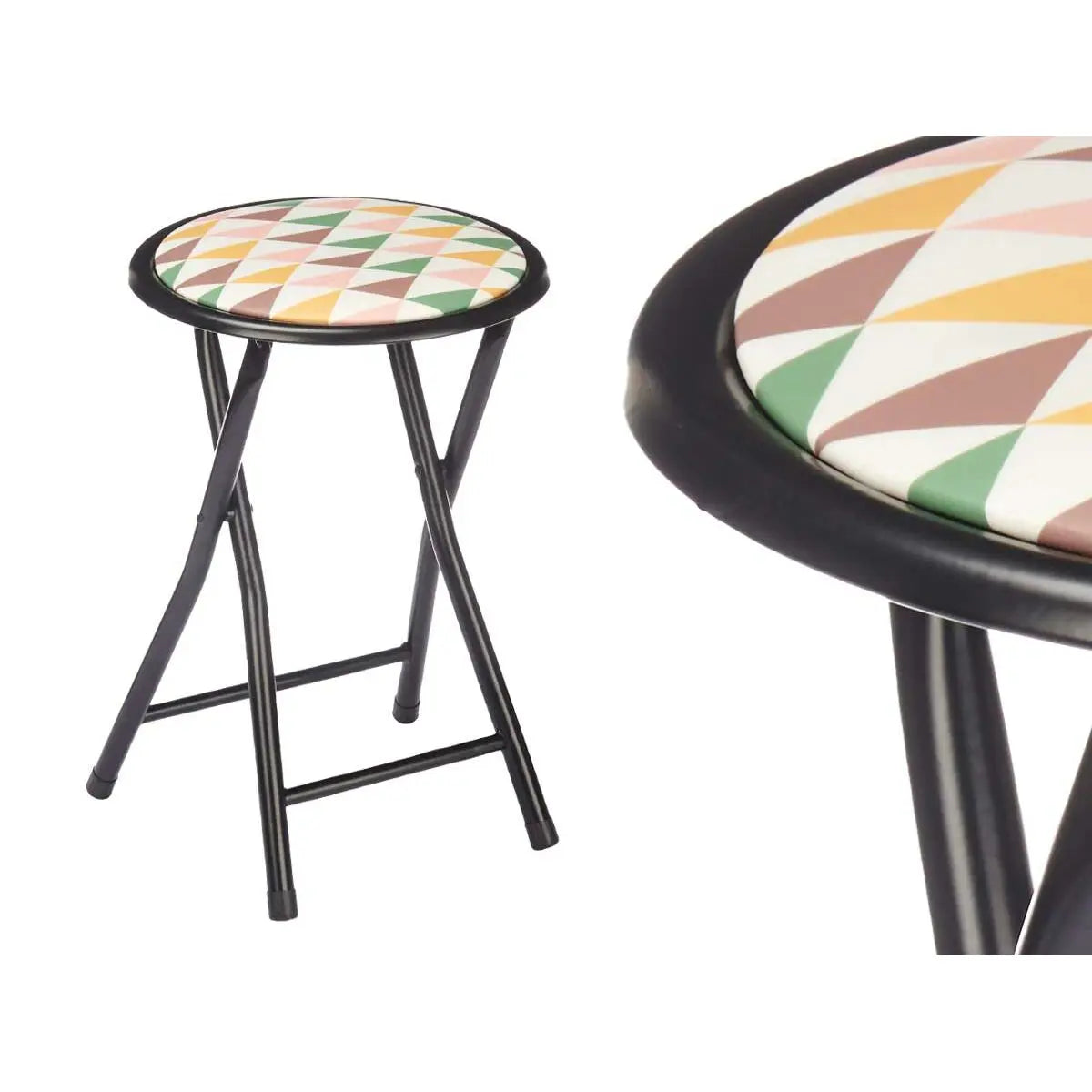 Tabouret Pliant Geometric Noir PVC Métal 30 x 30 x 45 cm (10 Unités) Bigbuy