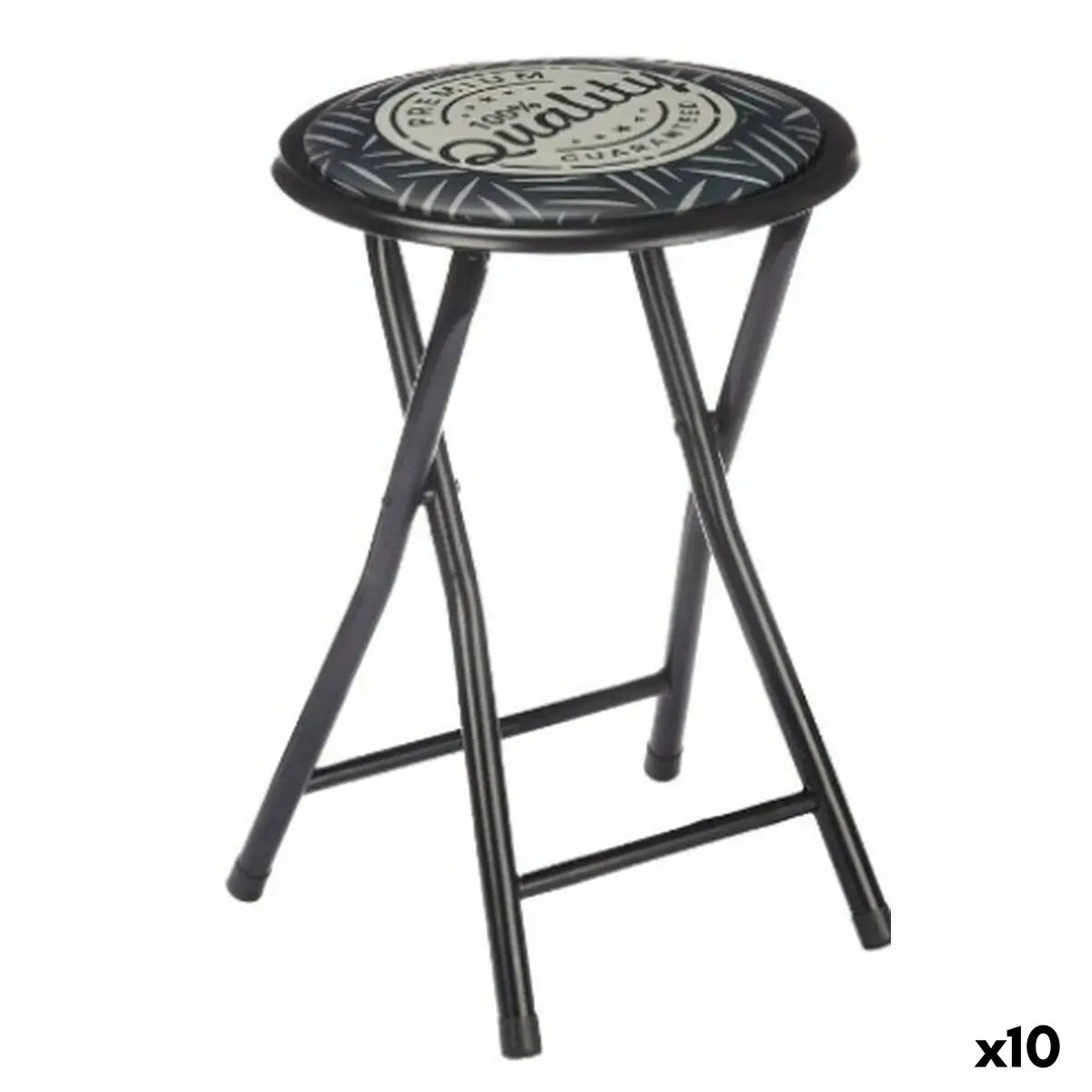 Tabouret Pliant Quality Noir Gris PVC Métal 30 x 30 x 45 cm (10 Unités) Mamm