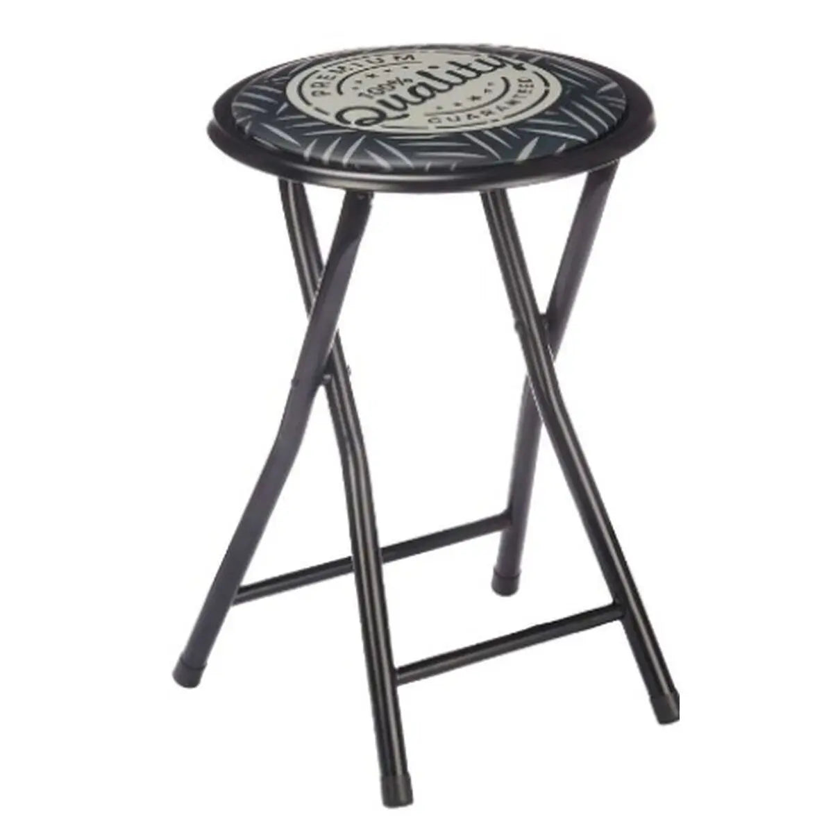 Tabouret Pliant Quality Noir Gris PVC Métal 30 x 30 x 45 cm (10 Unités) Mamm