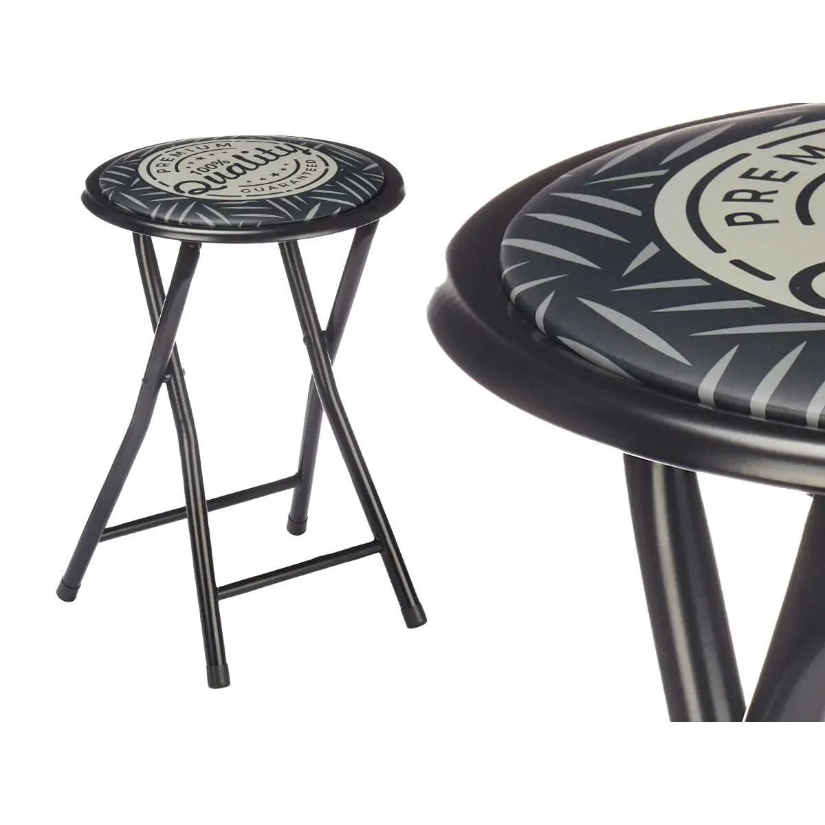 Tabouret Pliant Quality Noir Gris PVC Métal 30 x 30 x 45 cm (10 Unités) Mamm