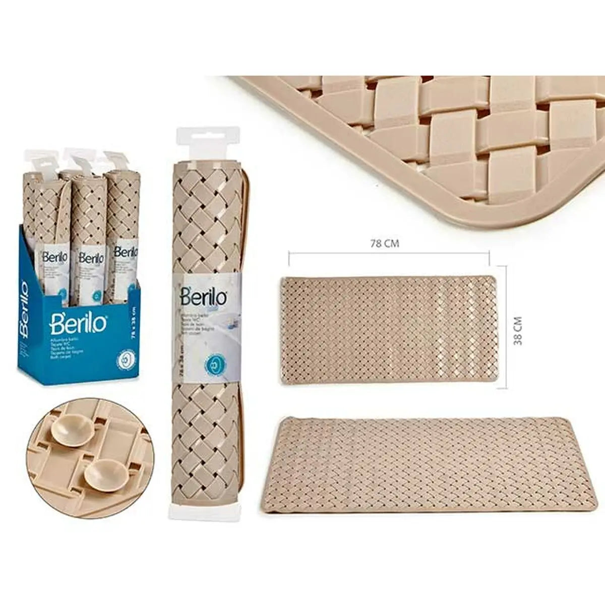 Tapis de bain Berilo AR1910100 Beige PVC 38 x 0,03 x 78 cm (6 Unités) Bigbuy