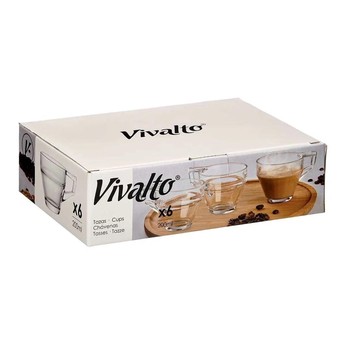 Tasse de café et de thé Vivalto ZLQ02/BHA6 Transparent verre 199 ml (6 Unités) Mamm
