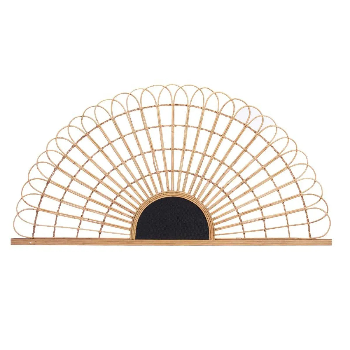 Tête de lit Éventail Marron Noir Rotin 160 x 80 x 2 cm Mamm