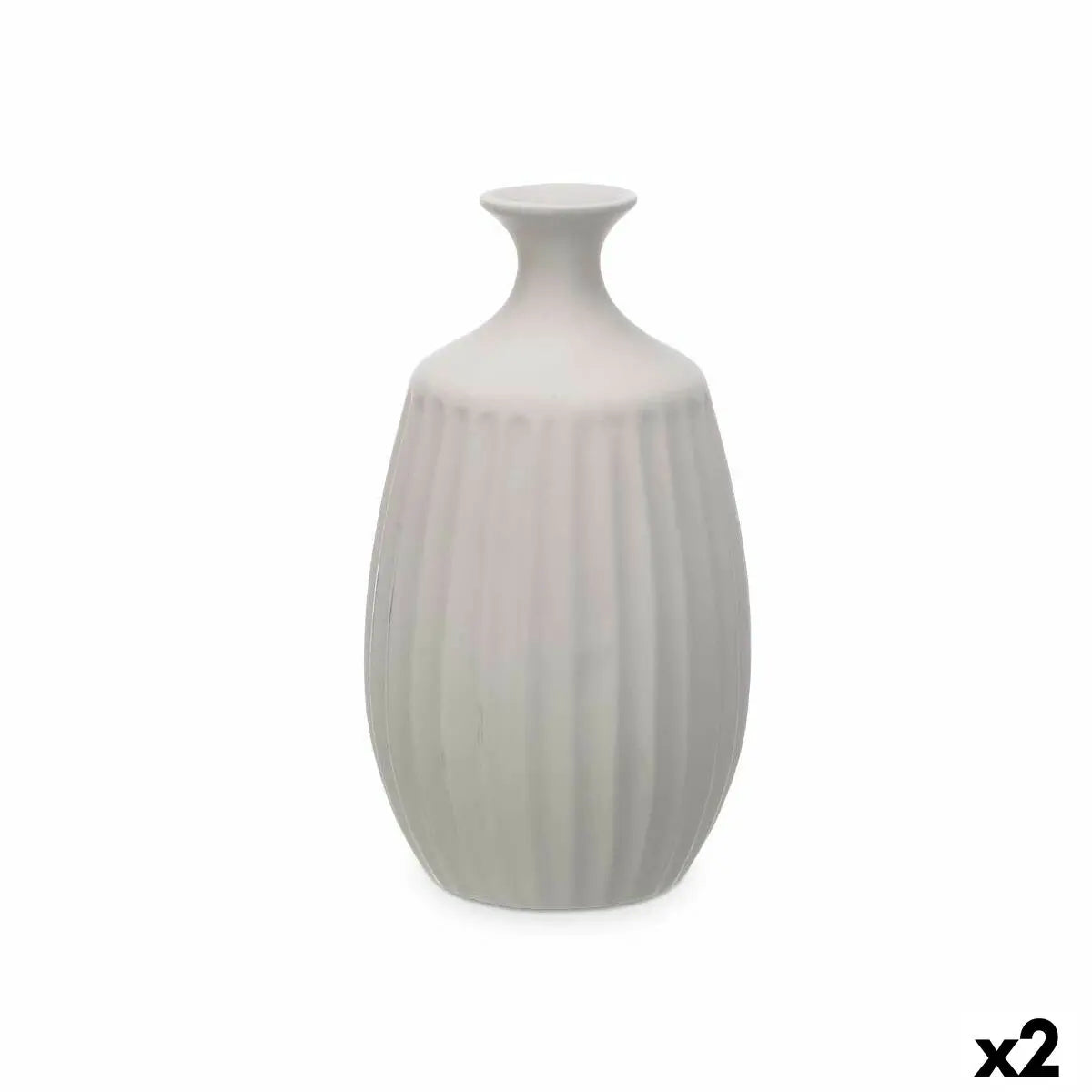 Vase Gris Céramique 21 x 39 x 21 cm (2 Unités) Rayures Bigbuy
