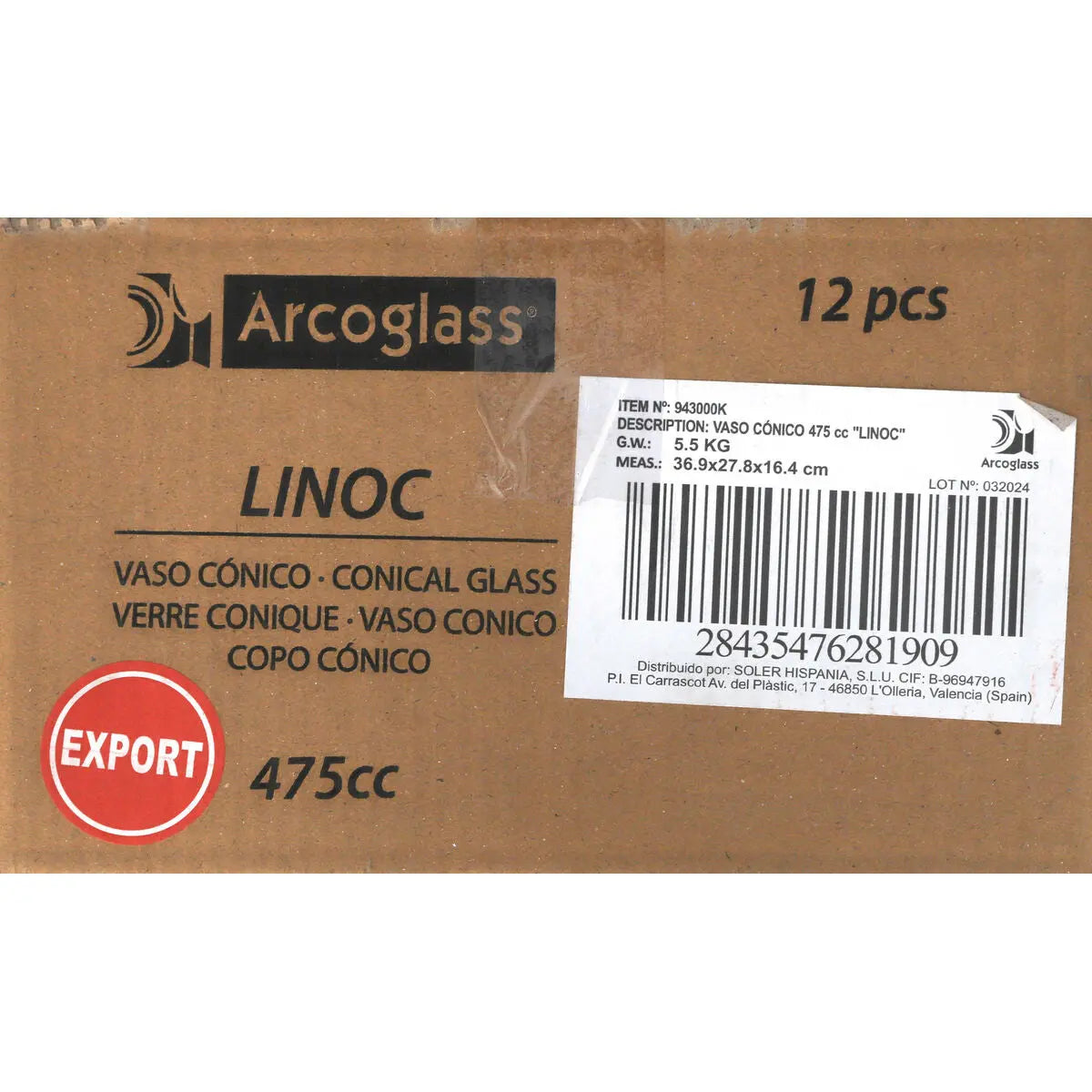 Verre Arcoglass Linoc 475 ml (12 Unités) Mamm