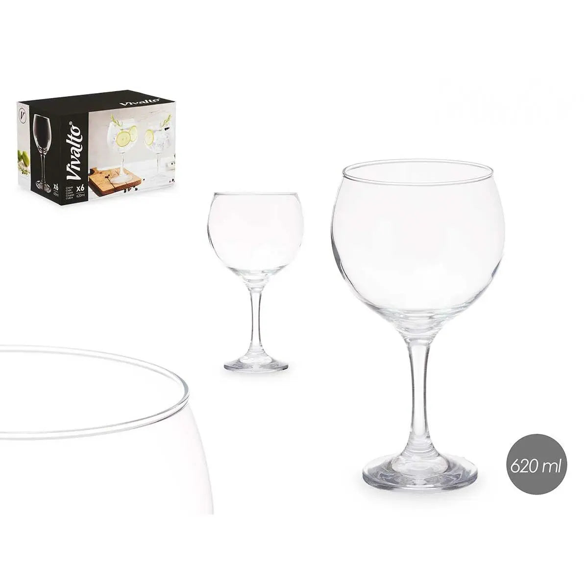 Verre Vivalto R0210LB-21/BHZ6 Transparent verre 600 ml 620 ml (6 Unités) Mamm