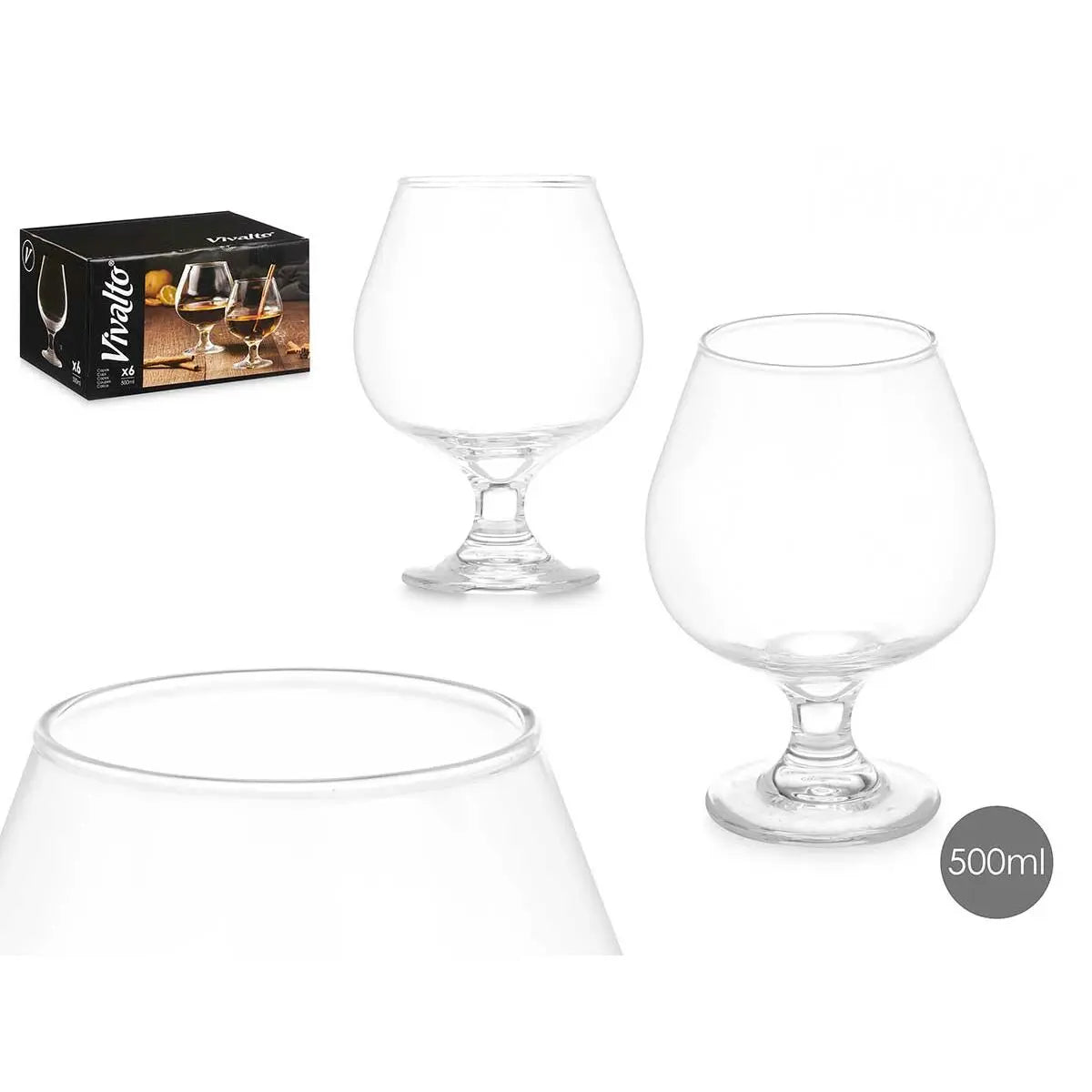 Verre Vivalto R3708/BHZ6 Transparent verre 500 ml 10 x 15 x 10 cm (6 Unités) Mamm