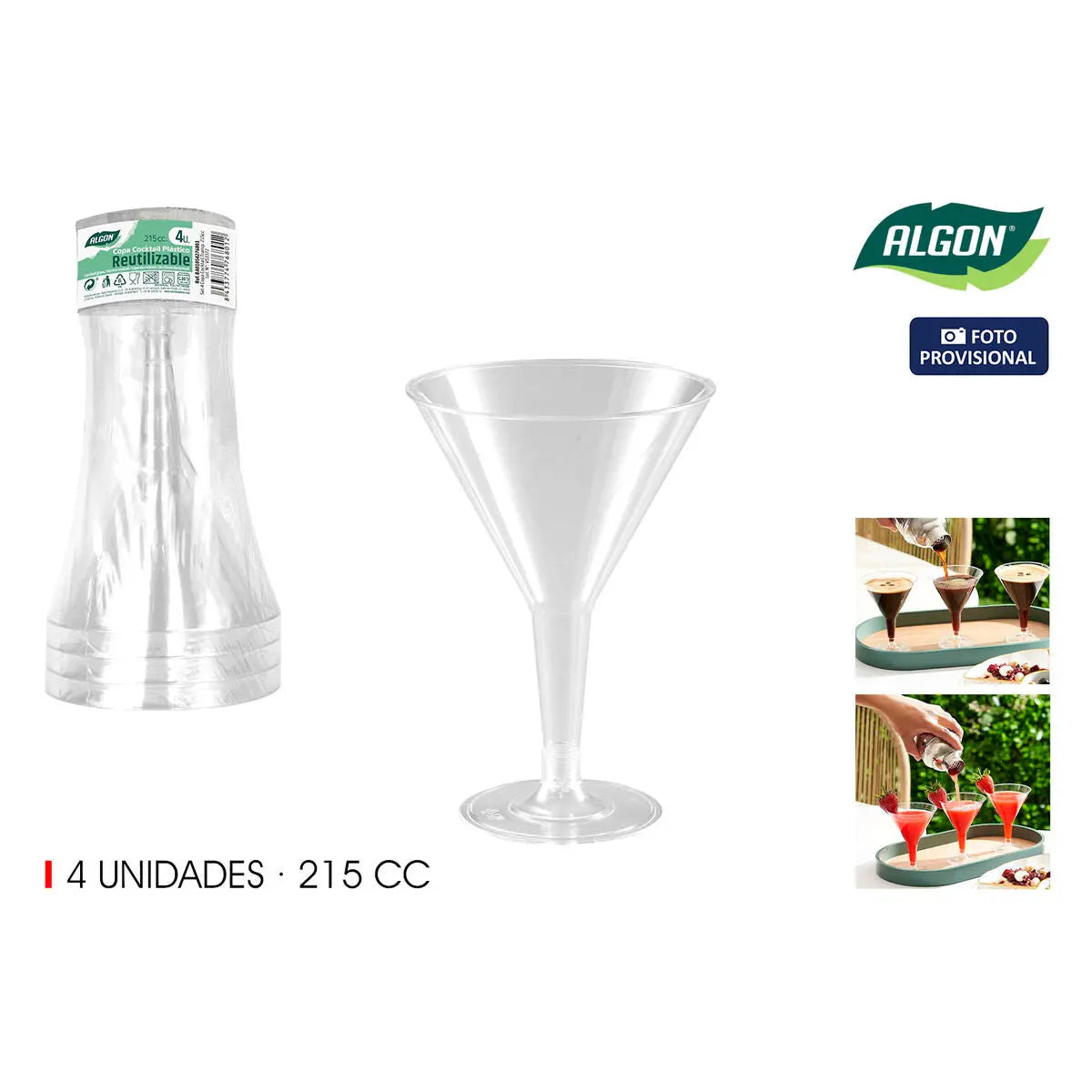 Verre à cocktail Algon 215 ml 4 Pièces (24 Unités) Bigbuy